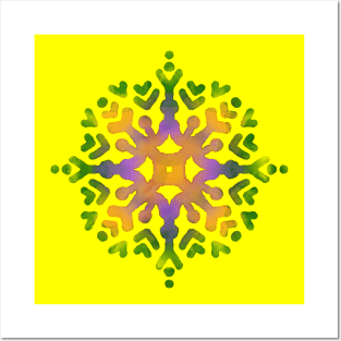 Phulkari Motif - Indian Punjab Traditional Folk Art in Digital Watercolors GC-126-05 Posters and Art